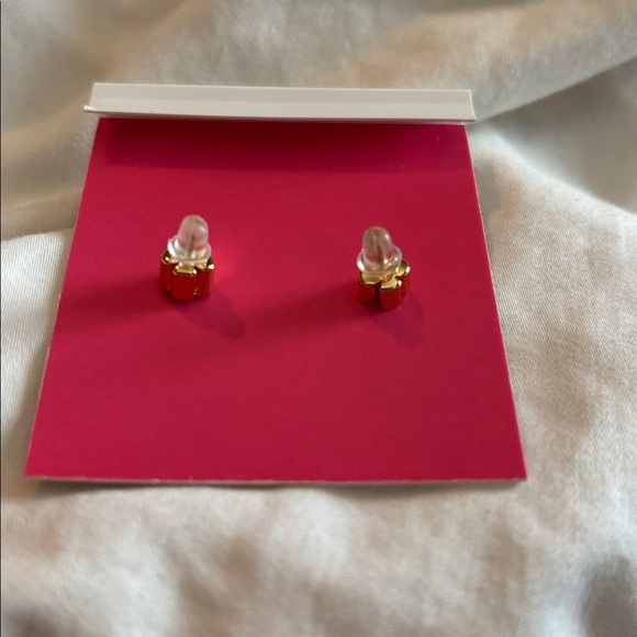 Kate Spade New York Gold cherry Pearl green gem leaf Drop stud Earrings - Picture 5 of 7